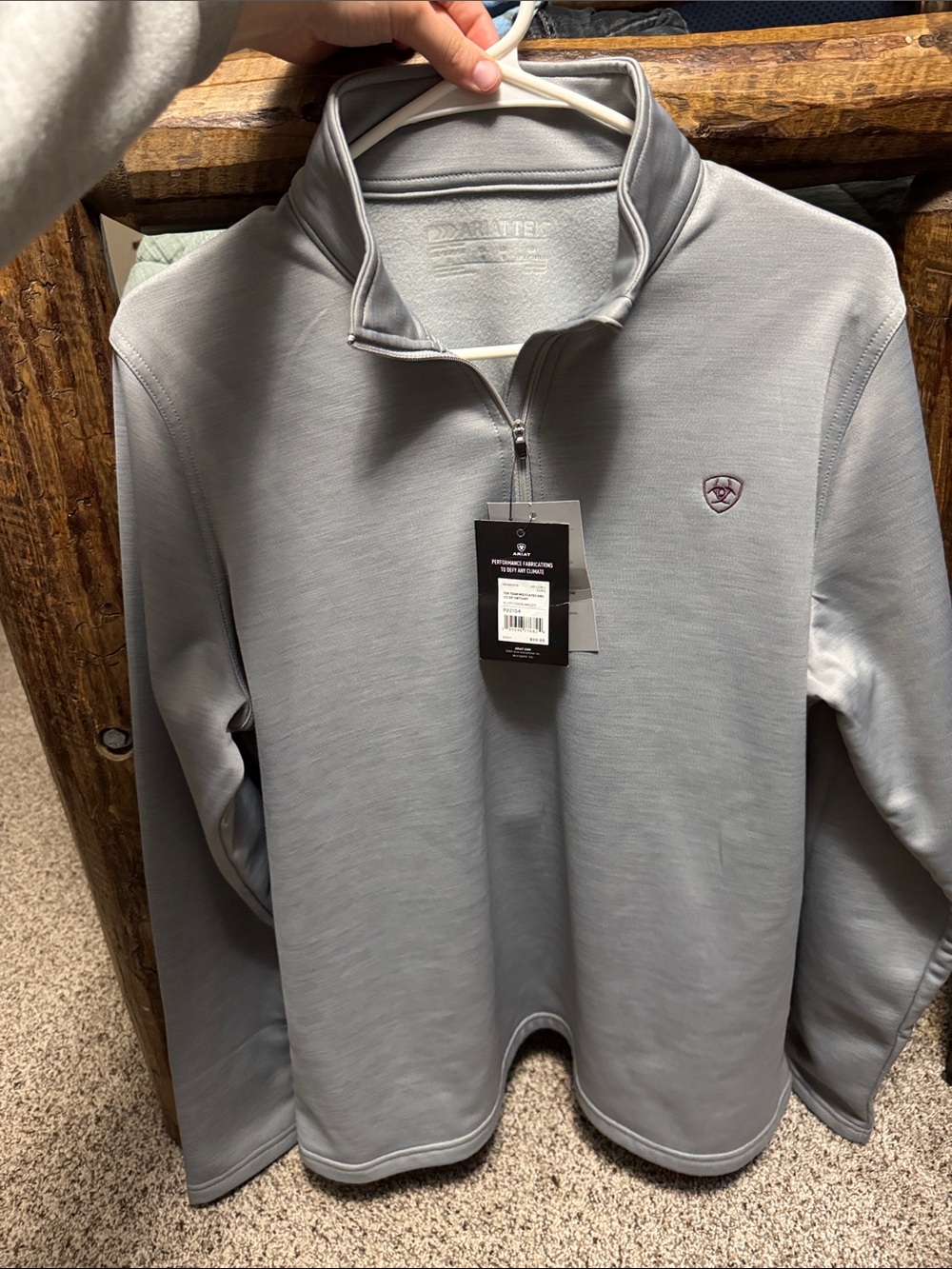 Ariat Light Gray Quarter-Zip Performance Pullover